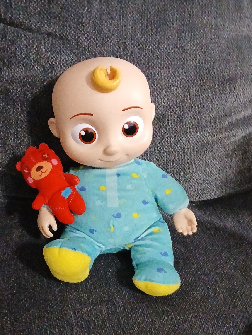 Plush Baby Doll Cocamelon in Blue with Yellow Accents